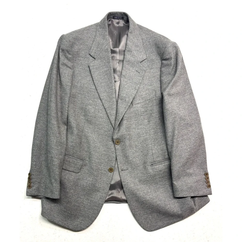 vtg Ermenegildo Zegna Italy 46R 40x30 Heather Gray 2pc Pant Suit Light Flannel
